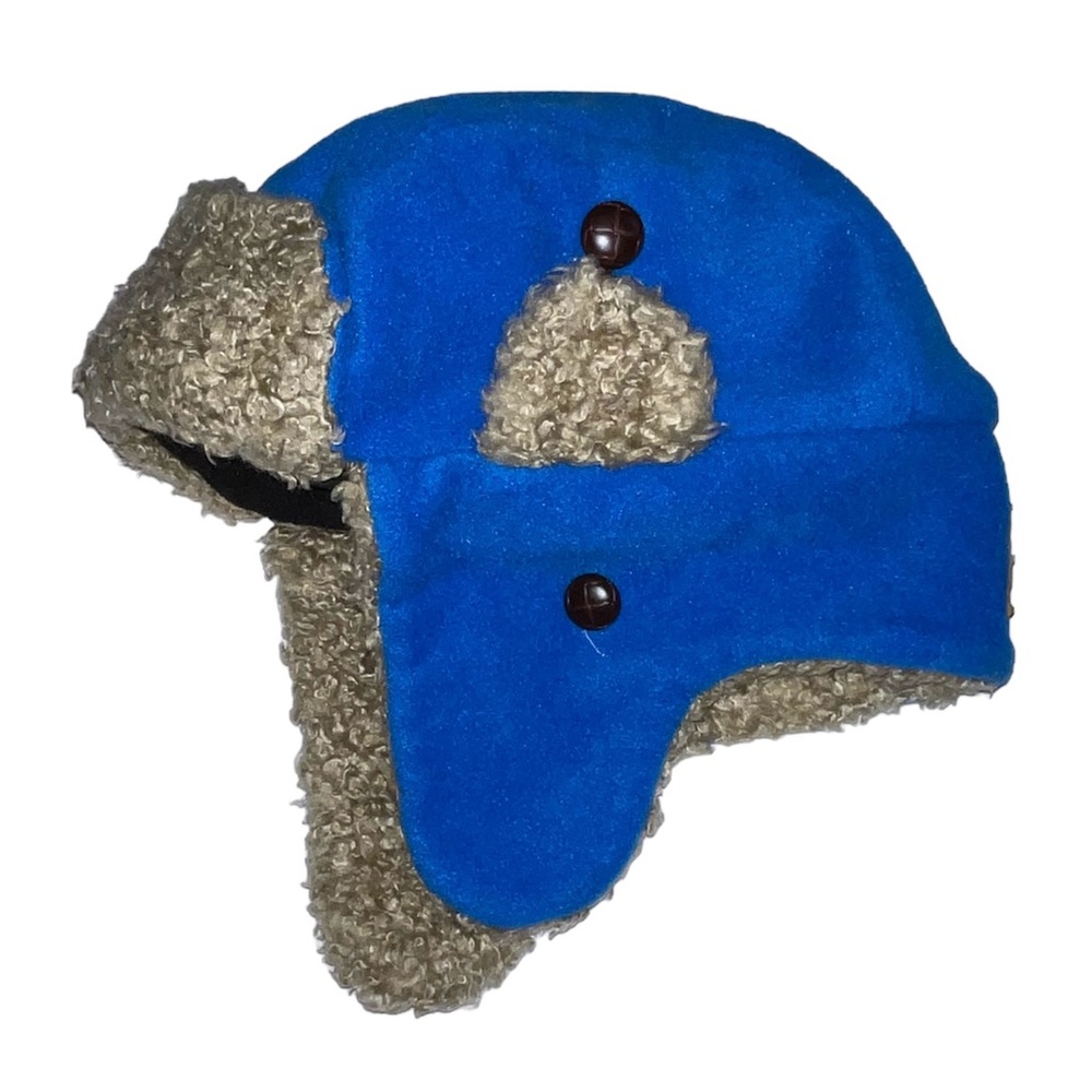 Boys Gap Blue Lined Flat Trapper Hat L/XL